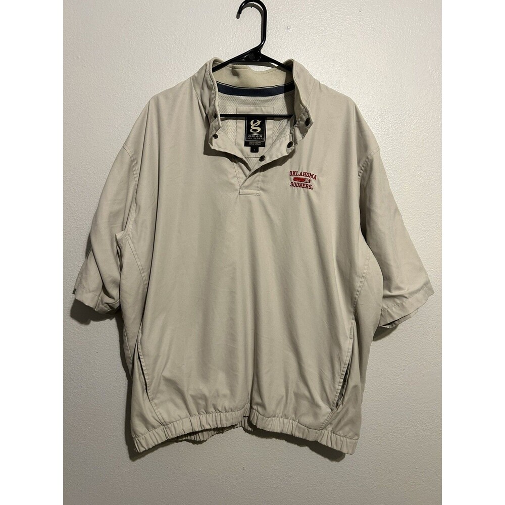 Vintage Mens Large Gear for Sports Pullover Short Sleeve Windbreaker OU Sooners